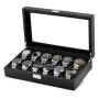 Ditur Caja para relojes 12 relojes Negro Carbono imitado DIT0000238