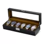 Ditur Caja para relojes incl. relojes en Madera de color Negro, con espacio para 6 relojes.