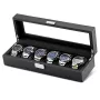 Ditur Caja para relojes incl. relojes en Carbono imitado de color Negro, con espacio para 6 relojes.