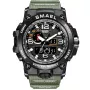 Reloj SMAEL Military KXD0600 con esfera Negro, caja de 51 mm de diámetro y correa Correa de goma en Verde.