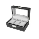 Ditur Caja para relojes 3 relojes Negro Cuero sintético KXD0521